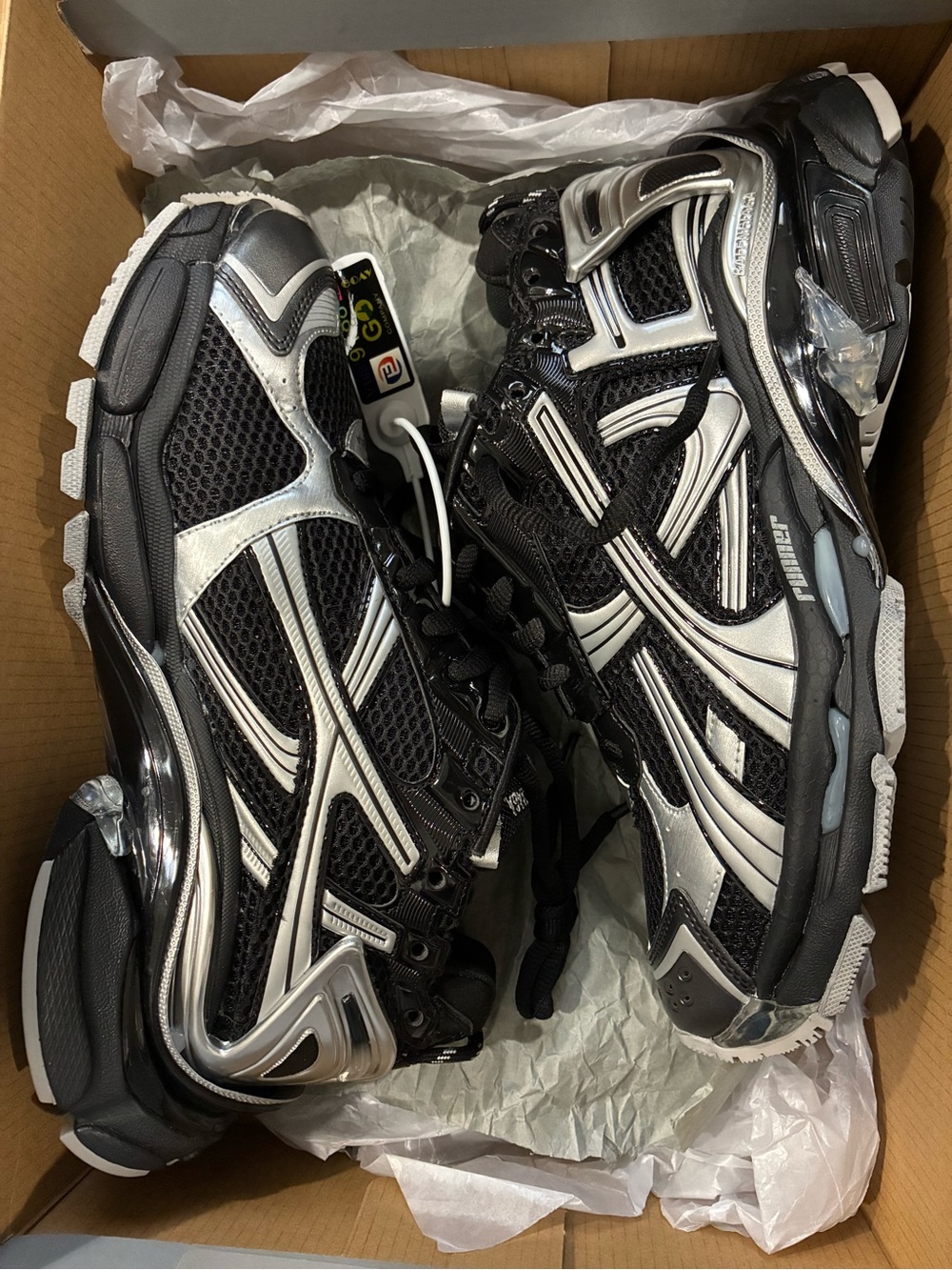 Balenciaga Black & Silver Track Runner Sneakers - Picture 2 of 2